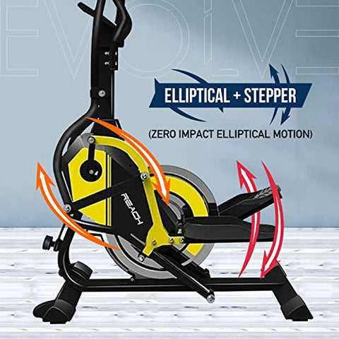 Image of Reach Evolve Elliptical Cross Trainer for Home + Stepper | 2-in-1 Exercise Fitness Equipment for Home Gym | Magnetic Resistance & Digital Monitor | 12 Months Warranty