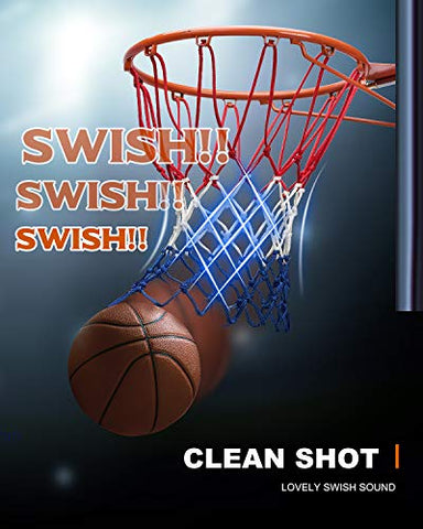 Image of U/A Basketball Net Replacement Heavy Duty, 2020 Official Professional Quality, Fits Outdoor Indoor Standard Rim, All Weather Anti Whip -12 Loops (Red White Blue)