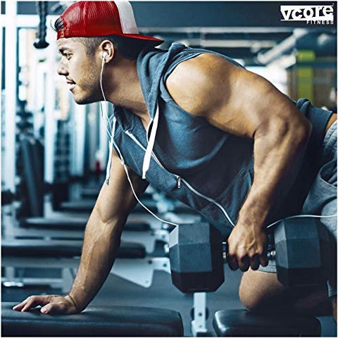 Image of VCORE FITNESS Hex Dumbbell 5Kg Single Dumbbell, Ideal for Home Gym Dumbbells Exercise Workout for Men & Women, Steel Iron Rubber Encased, Black