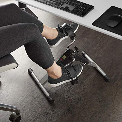 Image of SPARNOD FITNESS SMB-100 Mini Cycle Pedal Exerciser with Adjustable Resistance and Digital Display - suitable for Light Exercise of Legs & Arms, and Physiotherapy at Home, black