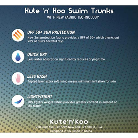 Image of Kute 'n' Koo Boys Swim Trunks, UPF 50+ Quick Dry Boys Swim Shorts for Big Boys and Toddlers, Size from 2T to 18/20 (2T, Tropical Leaf)