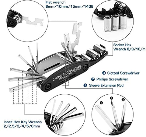 Image of Wavva 15 in 1 Multi-Function Bicycle Tools Sets Cycling Cycle Repair Tool KIT