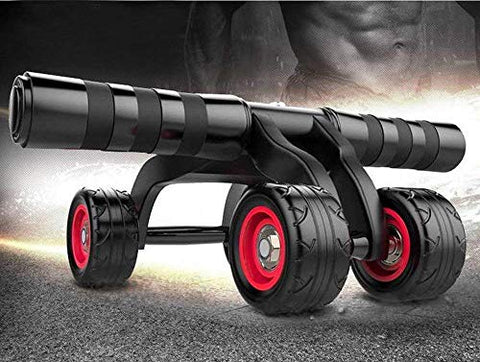 Image of Wazdorf Anti Skid Double Wheel Total Body AB Roller Exerciser for Abdominal Stomach Exercise Training with Knee Mat Steel Handle, Roller for Exercise, Excersice Roller (4 Wheel Roller)