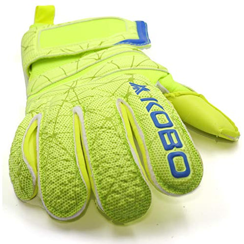 Image of Kobo GKG-07 Football/Soccer Goalie Goal Latex Keeper Gloves, Strong Grip for The Toughest Saves, with Finger Spines to Give Splendid Protection and Comfort, 8.5, with Finger Save