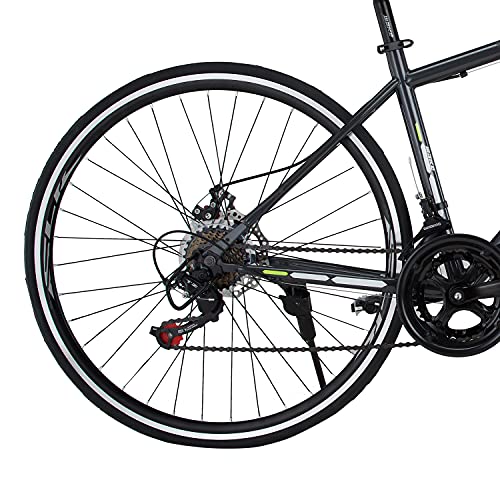 Amardeep cycles Make Road Bike 700 C with 14 Speed (7 by 2) Shimano Gear, Dual disc Brake 18.00, steel Sports Gear Bicycle for Men (Black)