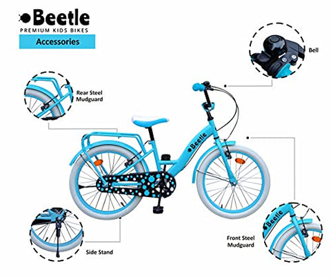 Image of Beetle Panache 20T Kids Cycle With 12 Inches Steel Frame for 6 to 10 Year olds, Turquoise Blue