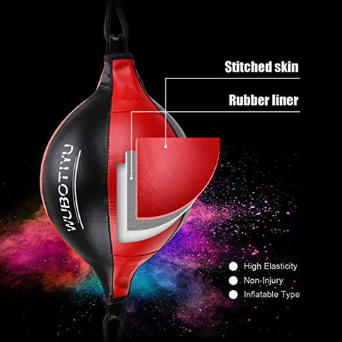 Image of VAlinks Professional Double End Speed Bag PU Leather Punch Ball Striking Bag Kits for Boxing MMA Training Muay Thai Fitness or Fighting Sport (Red)