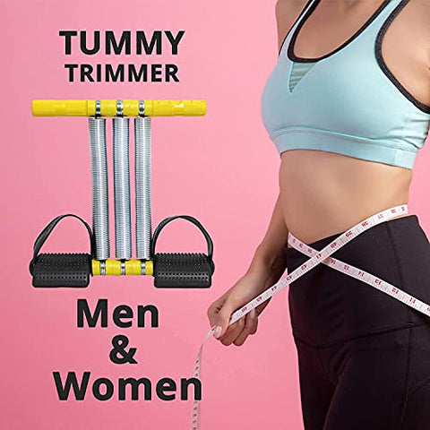 Image of ZOFEY 13mm Extra Thick Yoga and Exercise Mat Hot Yoga Mat with Corner Pockets Desig Anti Skid with Carrying Strap for Gym Workout and Flooring Exercise bal (White-2022-0123) Zofey Triple Spring Tummy Trimmer for Men & Women Abs Exerciser Body Toner Fat Bu