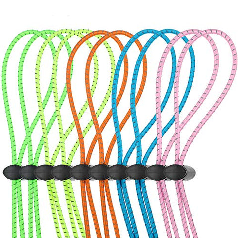 Image of 10 Sets Bungee Cord Strap Kit for Swim Goggles, Adjustable Replacement Swimming Goggle Strap with Cord Lock Clamp for Swimming Supplies (Green, Blue, Pink, Yellow, Orange)