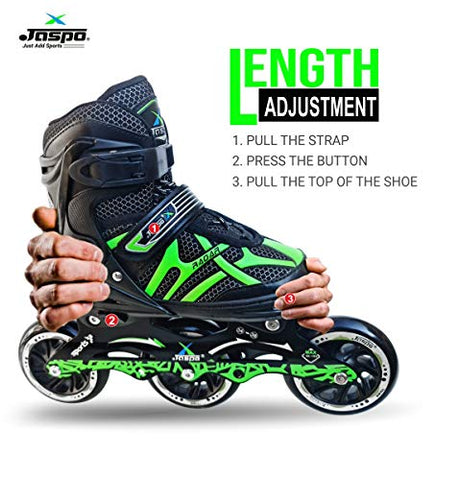 Image of JASPO Radar Adjustable Inline Skates with 100 MM PU Wheel (Medium (35-38), Green)