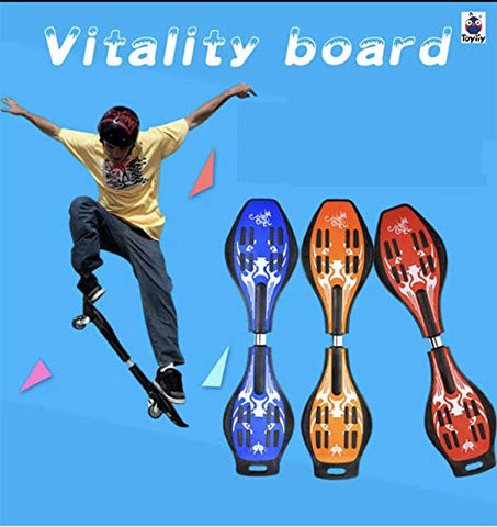 Image of Toyify Alloy Heavy Duty Two Wheel Flash Colorful Lights on Wheels Skate Board for Unisex (Gold, Blue, 33”x 8” x 9)