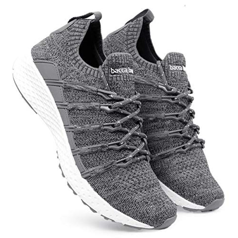 Image of Bacca Bucci® Men's Stella Comfortable Running Shoes with Adaptive Smart Cushioning 5 in 1 uni-Moulding Technology Professional Non Slip Sneakers for Walking, Tennis, Fitness & Gym-Grey