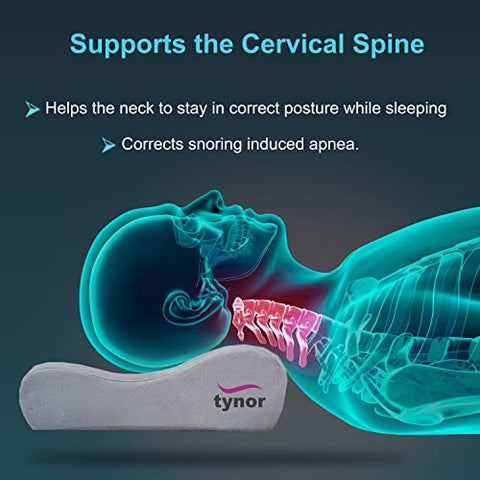 Image of Tynor Posture Corrector, Grey, Medium, 1 Unit & Contoured Cervical Pillow, Grey, Universal Size, 1 Unit