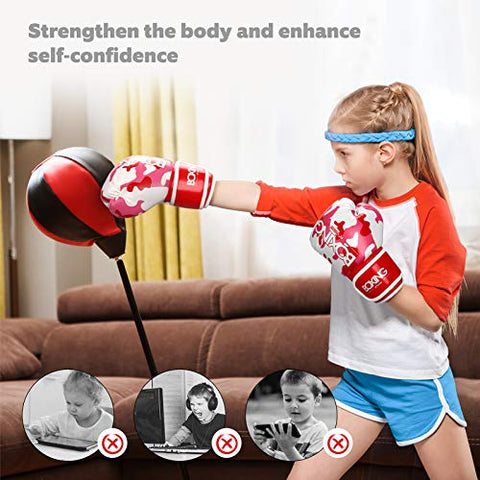 Image of Kids Boxing Gloves, Boxing Gloves for Children 5-12 Youth Boys Girls Toddler PU Cartoon Sparring Training Boxing Gloves for Punching Bag, Kickboxing, Muay Thai, MMA (Red)