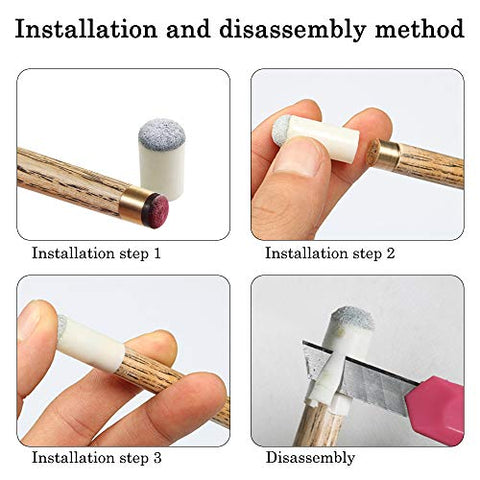 Image of YuCool 50 Pieces Cue Tips Replacements, Slip On Pool Billiard Cue Tips-13mm