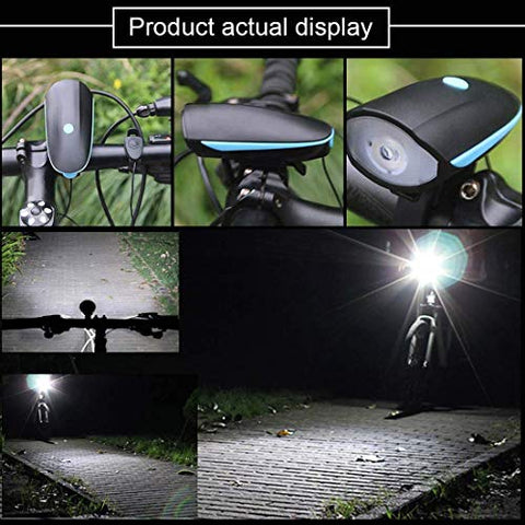 Image of Bulfyss Combo of USB Rechargeable Bike Front Horn and Light 120 DB with Super Bright 250 Lumen Light and Raypal Dual LED Bicycle Rear Tail Light