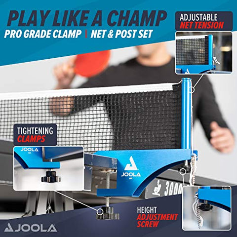 Image of JOOLA Professional Grade WX Aluminum Indoor & Outdoor Table Tennis Net and Post Set - Quick Setup - 72in Regulation Ping Pong Net - Reinforced Cotton Blend Net w/Adjustable Tensioning System