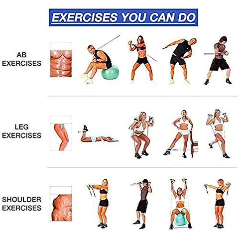 Image of Bulfyss Resistance Tube Exercise Bands for Stretching, Workout, and Toning for Men, and Women with Additional Door Anchor (30-35 lbs) - Random Colour