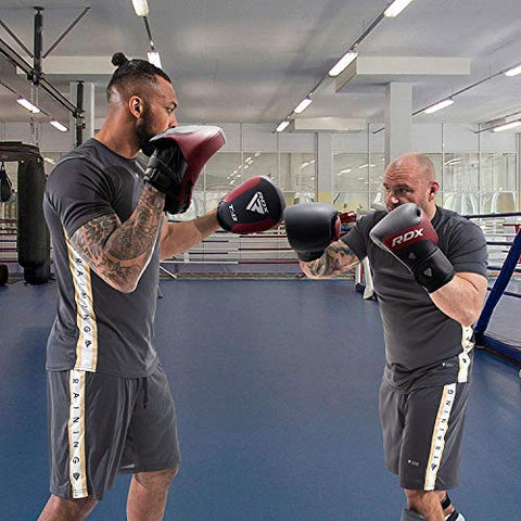 Image of RDX Boxing Gloves for Training & Muay Thai | Kalix Skin Combat Leather Mitts for Sparring, Kickboxing, Fighting | Great for Heavy Punch Bag, Double End Speed Ball & Focus Pads Punching