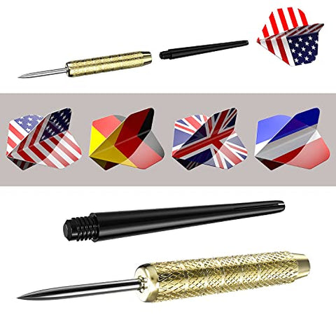 Image of Ohuhu 4 Styles National Flag Flights Stainless Steel Needle Tip Dart with Extra PVC Dart Rods (Multicolour) - 12 Pack