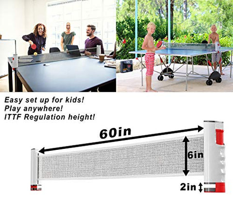 Image of Tigyu Ping Pong Paddle Set of 4 - Table Tennis Paddles - Ping Pong Net for Any Table - Table Tennis Balls - 4 Over Grips - Storage Case