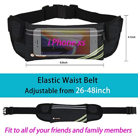 Image of Running Belt Fanny Packs for Women Men,Waist Pack Bag for Fitness Workout Walking Exercise,Water Resistant Runners Belt Bag Jogging Pouch Fits iPhone 8 11 XS Plus,Travel Money Phone Holder for Runnin