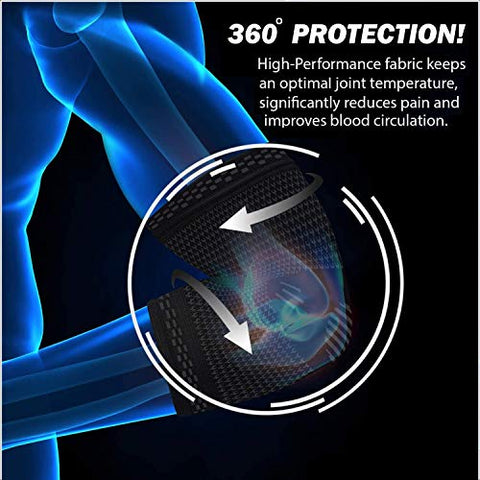 Image of Serveuttamยฎ Elbow Support for Gym (1 Pair) - Elbow Brace for Men Women Workout | Elbow Compression Sleeves with Straps for Tendonitis Pain Relief, Tennis, Volleyball, Cricket - Elbow Band (Blue, M)