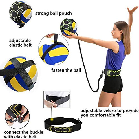 Image of Volleyball Training Equipment Aid, Solo Soccer Trainer, Solo Practice Trainer for Serving, Setting, Spiking and Arm Swing, Returns Ball After Every Swing for Beginners & Pro