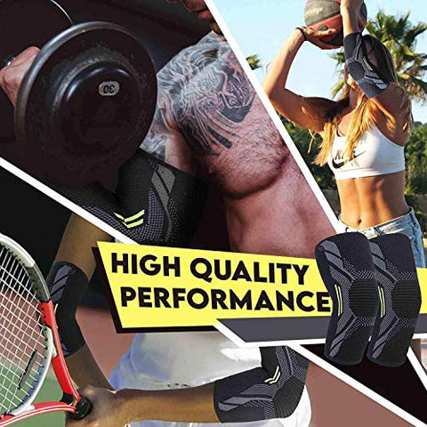 Image of Serveuttamยฎ Elbow Support for Gym (1 Pair) - Elbow Brace for Men Women Workout | Elbow Compression Sleeves for Tendonitis Pain Relief, Tennis, Volleyball, Cricket - Elbow Pain (Robotic, M)