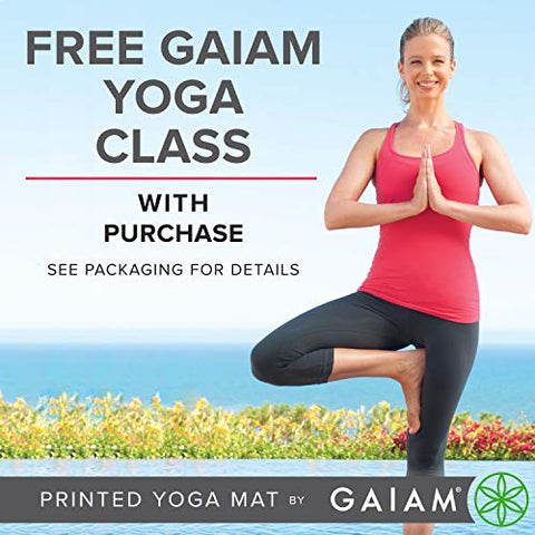 Image of Gaiam Yoga Mat Premium Print Extra Thick Non Slip Exercise & Fitness Mat for All Types of Yoga, Pilates & Floor Workouts, Celestial Blue, 6mm