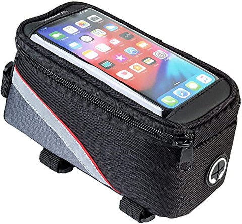 Image of Xianco Polyester Bicycle Front Bag – Waterproof Cycle Mobile Holder Bag with PVC Touch Screen 6 inch Phone