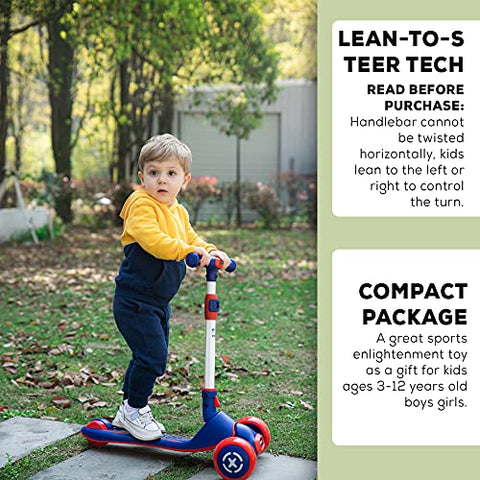 Image of Baybee Enzo Skate Scooter for Kids, 3 Wheel Kids Scooter, Smart Kick Scooter with Fold-able & Height Adjustable Handle, Runner Scooter with Wide LED PU Wheels & Handle for Kids