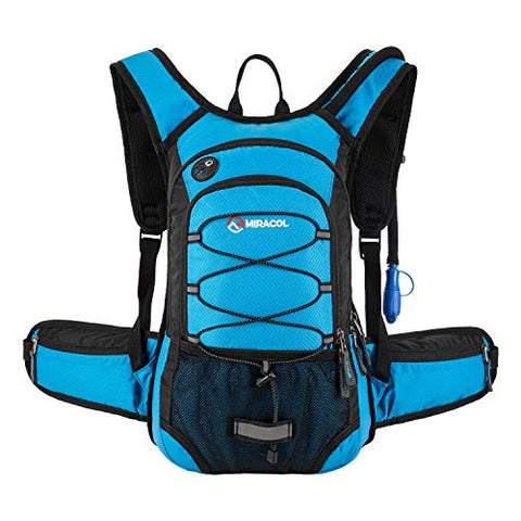 Image of Miracol Hydration Backpack with 2L Water Bladder, Thermal Insulation Pack Keeps Liquid Cool up to 4 Hours, Prefect Outdoor Gear for Skiing, Running, Hiking, Cycling (Blue)