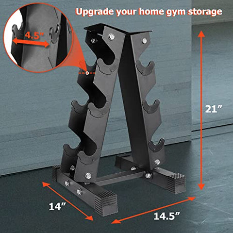 Image of A2ZCARE Steel Dumbbell Rack, Dumbbell Storeage Rack, 5 Tier Weight Rack Dumbbell Stand, Dumbbell Holder, Dumbbell Rack Stand, Weight Racks for Dumbbells. (3 Tier Rack)