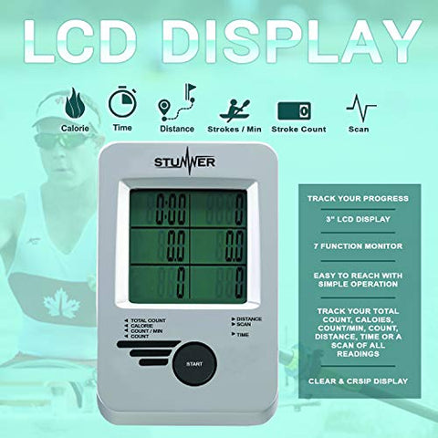 Image of Stunner Fitness SRX-550 Magnetic Rowing Machine with 10 Resistance Levels & LCD Display for Full Body Cardio Workout at Home