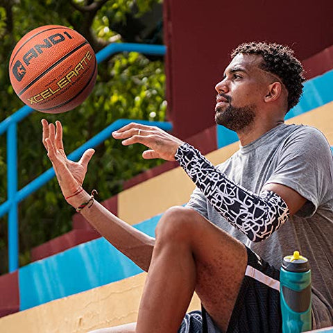 Image of AND1 Xcelerate Rubber Basketball (Deflated w/Pump Included): Official Regulation Size 7 (29.5‚) Streetball, Made for Indoor/Outdoor Basketball Games, Orange Classic