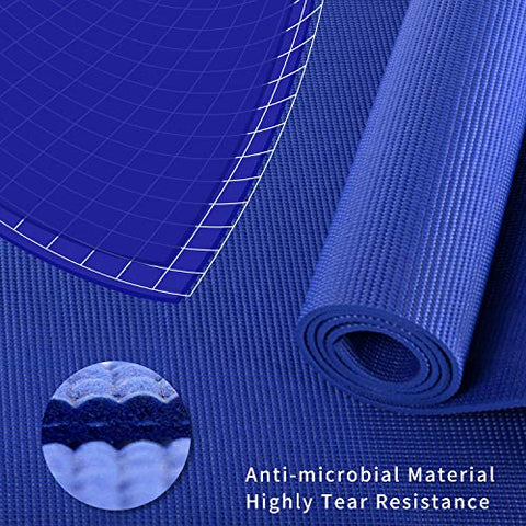 Image of PROIRON Yoga Mat - 173×61×0.6cm BLUE Exercise Mat with Free Travel Carry Bag for Home Gym Fitness 6mm