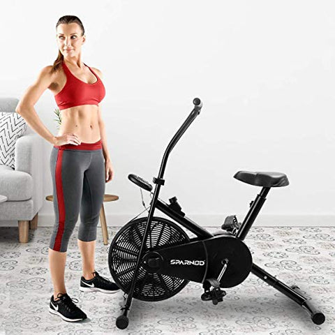 Image of Sparnod Fitness SAB-04 Air Bike Exercise Cycle for Home Gym - Adjustable Resistance, Height Adjustable Seat (Do It Yourself Installation)