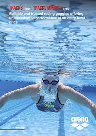Image of Arena 92370 Tracks Swimming Goggles (White/Red Revo/Black)