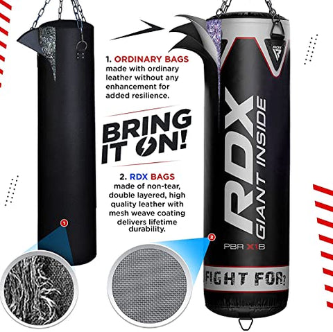 Image of RDX Punching Bag Boxing Training, 15pc Filled 5ft 4ft Heavy Duty set, Wall Bracket Punching Gloves Steel Chain, Maya Hide Leather, Kickboxing MMA Grappling Muay Thai Karate BJJ, Adult Home Gym Fitness