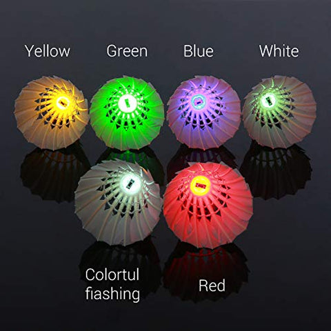 Image of Badminton Shuttlecocks,Sportneer LED Badminton Shuttlecocks 360° Lighting Birdies for Badminton Glow in The Dark Shuttlecocks for Indoor or Outdoor Sports Activities 8-Pack