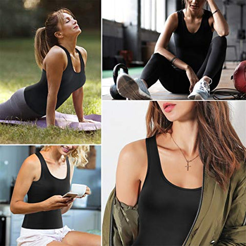 Image of Eleady Workout Tank Tops for Women Built in Bra Racerback Yoga Athletic Tops Sleeveless Sport Shirts Fitness Gym Activewear (Black, X-Large)