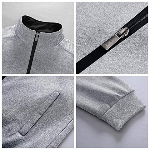 Image of Rdruko Men's 2 Piece Tracksuit Set - Full Zip Athletic Sweatsuit Outfit Jogger Running Sport Set(Light Grey, US XXL)