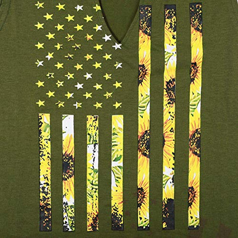 Image of BLANCHES Sunflower Tank Tops Women's Funny Graphic Vest Sleeveless Workout Tee Yoga Athletic T Shirt Summer Tops (V Neck-Army Green, S)