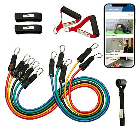 Image of SOLARA Unbreakable Resistance Band for Exercise (11 pcs) - 100% Natural Latex Fitness Band- Resistance Bands for Workout for Men & Women, eBook & 20 Videos Included - 2 yr Warranty