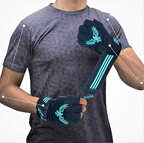 Image of X TRIM X Macho Unisex Professional Wrist Wrap Support Real Leather Tactical Thumb Stretch Back Weightlifting Gym Gloves for Palm and Wrist Protection (Large)