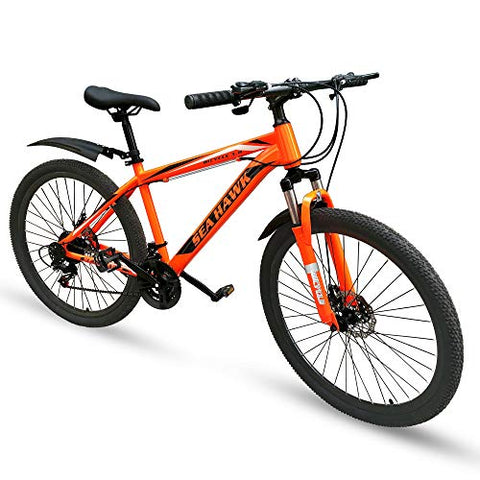 Image of ADDMAX Sea Hawk Front Suspension 21-Speed Adventure Sports Mountain Bike with Lightweight 18 Inch Carbon Steel Frame, 26x2 Inches Tires Bicycle for Men and Women (Gun Red)