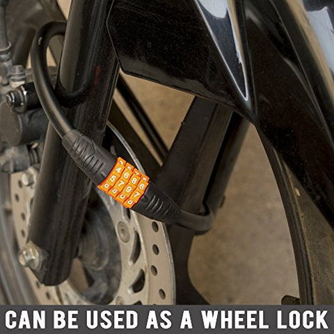 Image of Autofy Heavy Duty 4 Digit Number Lock Helmet Lock Multipurpose Lock Bike Lock Resettable Combination Lock (Black & Orange - Upgraded 2nd Gen)