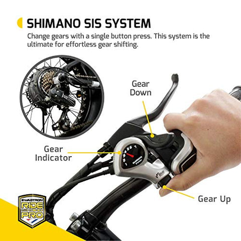 Image of SWAGTRON Unisex EB-6 T Bandit Electric Bike 7-Speed Shimano SIS Shifting Built for Trail Riding 16" Frame