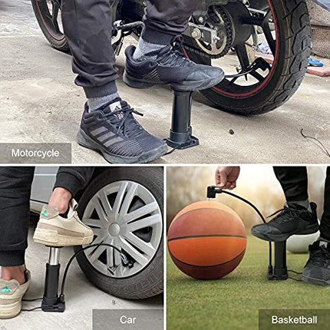 Image of Home Brilliant Mini Bike Pump, Portable Bicycle Tire Pump Fits Presta and Schrader Valve Aluminum Alloy Barrel Gas Needle Bike Floor Pump for Basketballs, Footballs, Racing Bike, Mountain Bike
